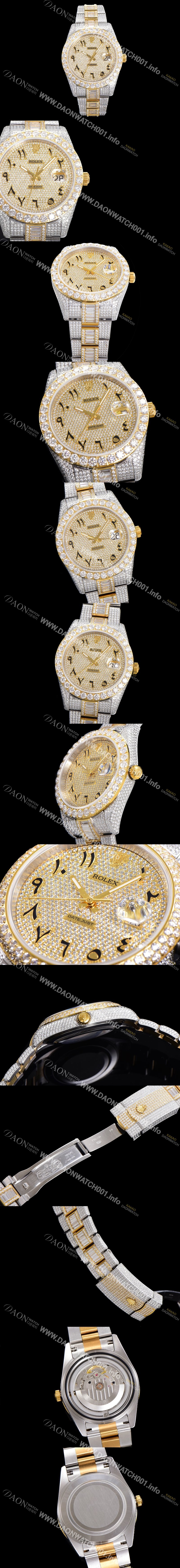 홍콩명품 [로렉스] 남성용 수제공정형 다이아 18K 옐루골드 튜닝 데이져스트 오토매틱 ETA 2824-2 41mm 보석다이얼 rol30462