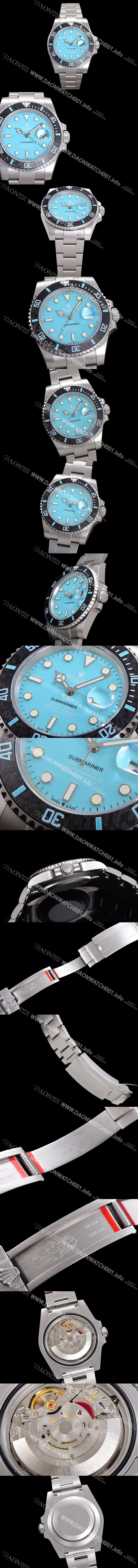 홍콩명품 [로렉스] 남성용 신형 케이스 업그레이드 러스털러스 스틸 재질 !  서브마리너 오토매틱 Cal.3135 40mm  카본 베젤 메탈줄 블루다이얼 rol26346
