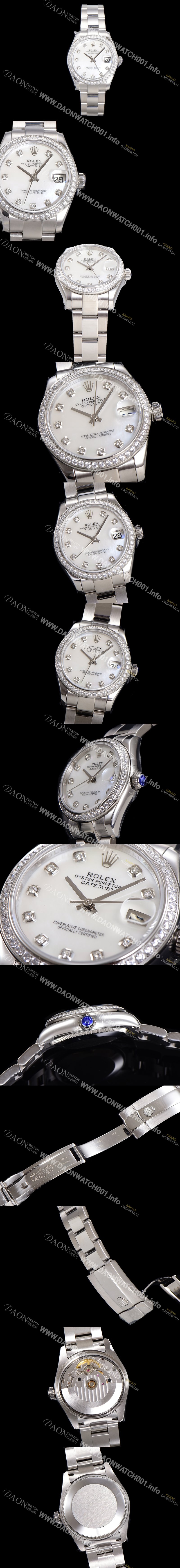 홍콩명품 [로렉스] 여성용 데이져스트 오이스터 31mm 레이디 오토매틱 보석/다이아몬드 3열 브레이슬릿 메탈줄 자게다이얼 rol21054