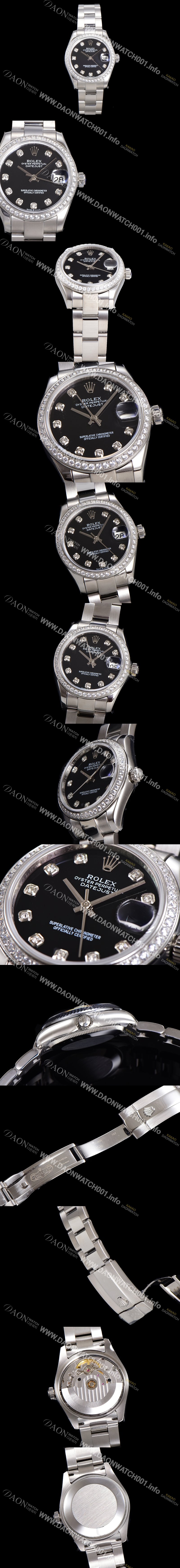 홍콩명품 [로렉스] 여성용 데이져스트 오이스터 31mm 레이디 오토매틱 보석/다이아몬드 3열 브레이슬릿 메탈줄 블랙다이얼 rol98204