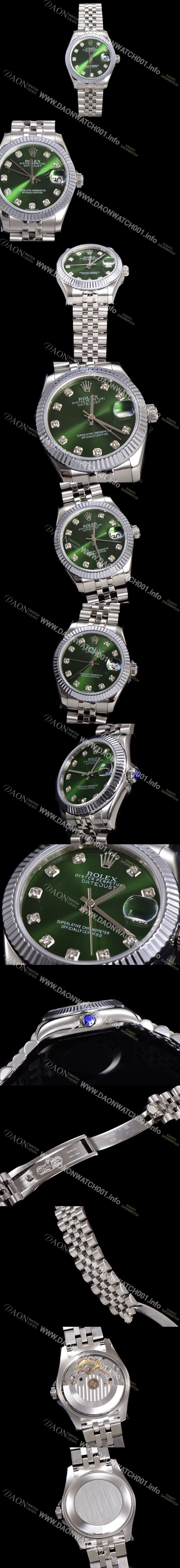 홍콩명품 [로렉스] 여성용 데이져스트 오이스터 31mm 레이디 오토매틱 5열 브레이슬릿 메탈줄 그린다이얼 rol58490
