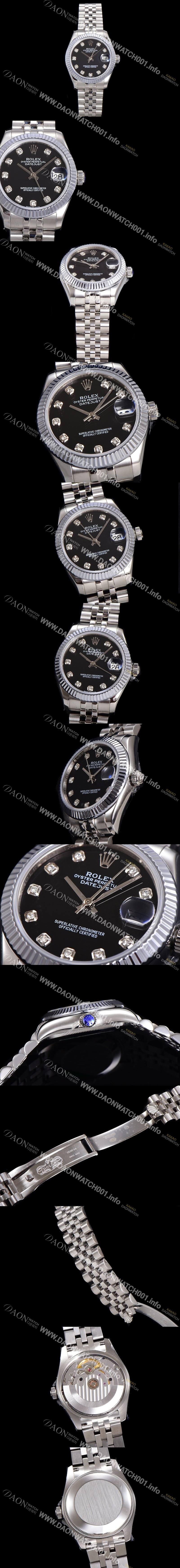 홍콩명품 [로렉스] 여성용 데이져스트 오이스터 31mm 레이디 오토매틱 5열 브레이슬릿 메탈줄 블랙다이얼 rol37295