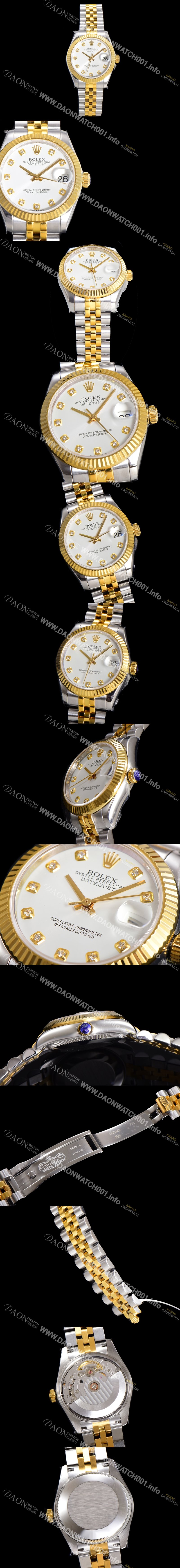홍콩명품 [로렉스] 여성용 데이져스트 오이스터 31mm 레이디 오토매틱  18K 옐루골드 투톤콤비 5열 브레이슬릿 메탈줄 화이트다이얼 rol59024