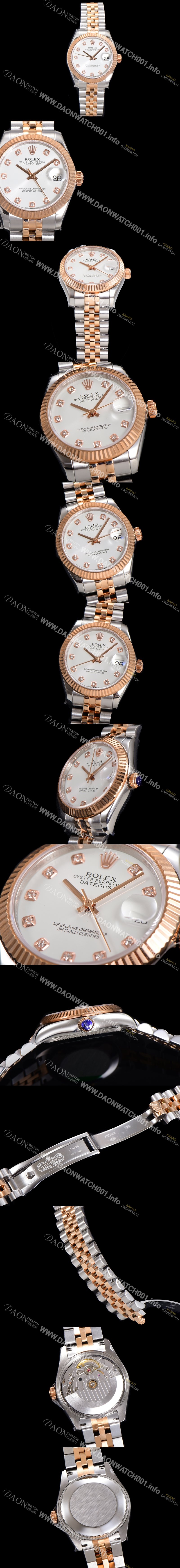 홍콩명품 [로렉스] 여성용 데이져스트 오이스터 31mm 레이디 오토매틱  18K 로즈골드 투톤콤비 5열 브레이슬릿 메탈줄 화이트다이얼 rol60478