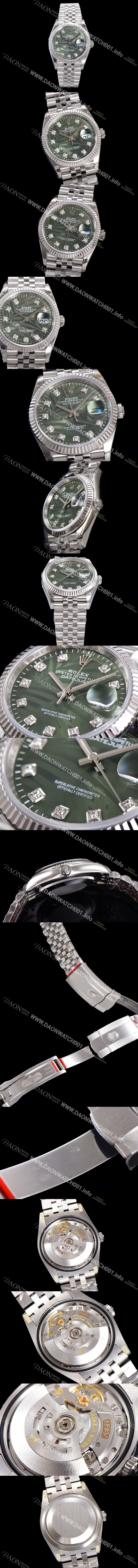 홍콩명품 [로렉스] 남성용 904L스틸!! 2023신형 데이저스트 36mm II m126234-0055 올리브 그린 다이얼  큐빅인덱스 스틸 브레이슬릿 신형 Cal.3235 오토매틱 무브먼트 ROL16119