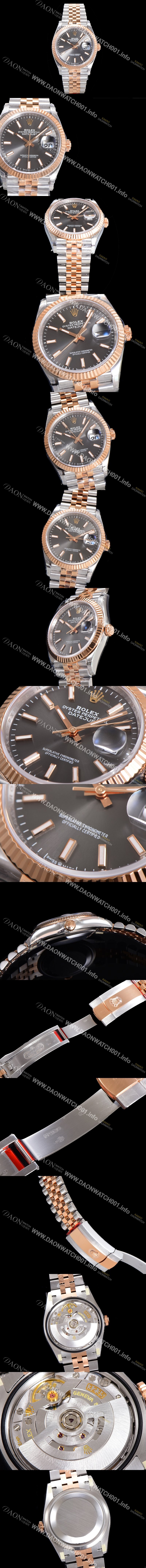 홍콩명품 [로렉스] 남성용 904L스틸!! 2023신형 데이져스트 36mm II m126231 !! 로즈골드 그레이 다이얼 브레이슬릿 신형 Cal.3235 오토매틱 무브먼트 ROL19323
