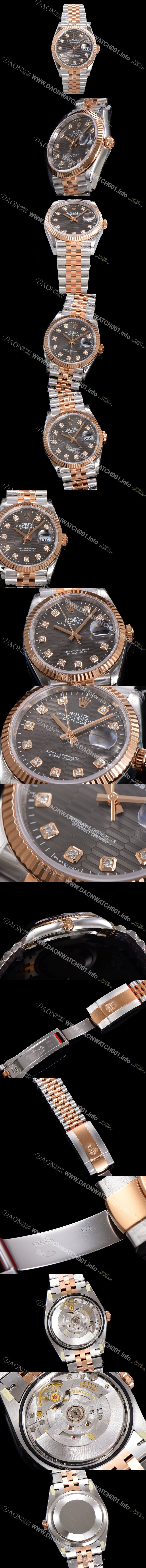 홍콩명품 [로렉스] 남성용 904L스틸!! 2023신형 데이져스트 36mm II m126231 !! 로즈골드 그레이 다이얼 브레이슬릿 신형 Cal.3235 오토매틱 무브먼트 ROL19325
