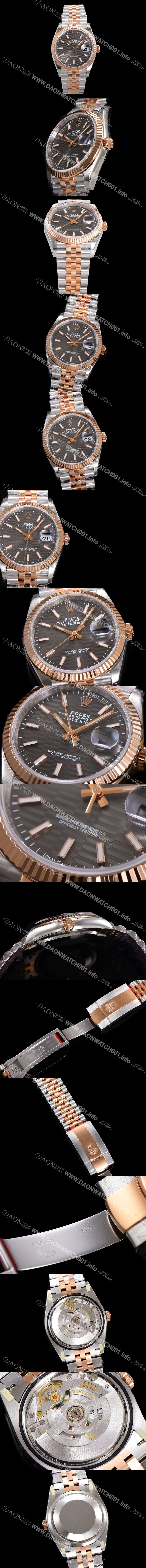 홍콩명품 [로렉스] 남성용 904L스틸!! 2023신형 데이져스트 36mm II m126231 !! 로즈골드 그레이 다이얼 브레이슬릿 신형 Cal.3235 오토매틱 무브먼트 ROL19326