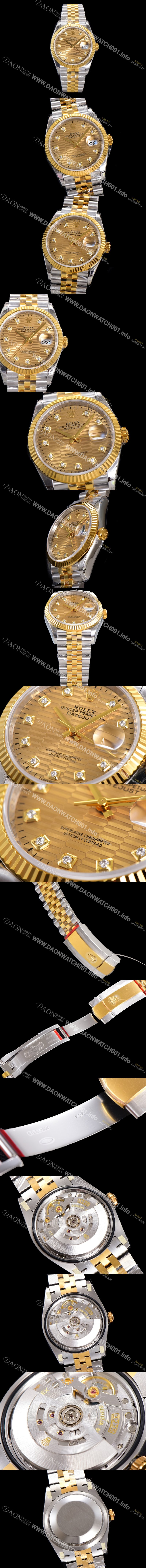 홍콩명품 [로렉스] 남성용 904L스틸!! 2023신형 데이져스트 36mm II M126233 !! 18K 옐로골드 골드다이얼 브레이슬릿 신형 Cal.3235 오토매틱 무브먼트 ROL29322