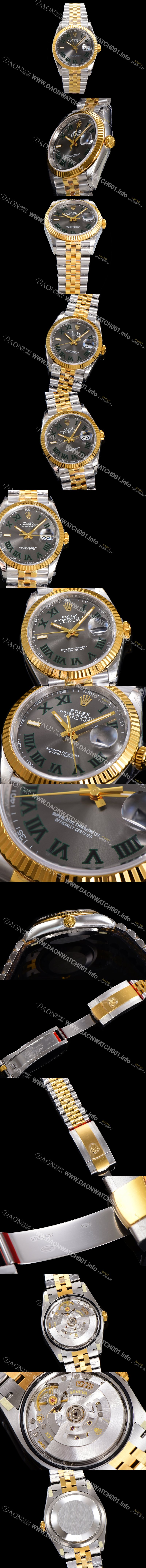 홍콩명품 [로렉스] 남성용 904L스틸!! 2023신형 데이져스트 36mm II m126233-0015 !! 18K 옐로골드 그레이다이얼 브레이슬릿 신형 Cal.3235 오토매틱 무브먼트 ROL29324