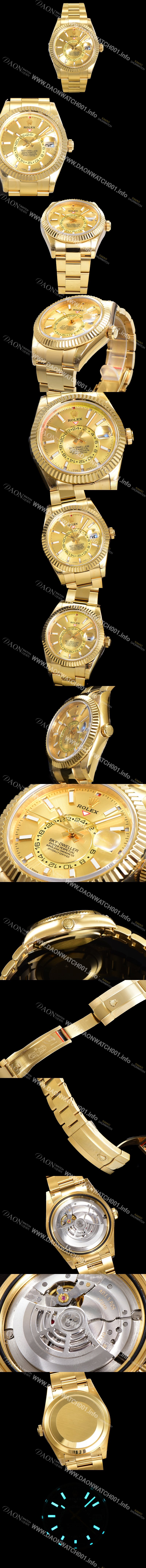 홍콩명품  [로렉스] 남성용 스카이더웰러 오이스터 퍼페츄얼 오토매틱 Cal.9001타입 42미리 18K 옐루골드 골드다이얼 rol5292