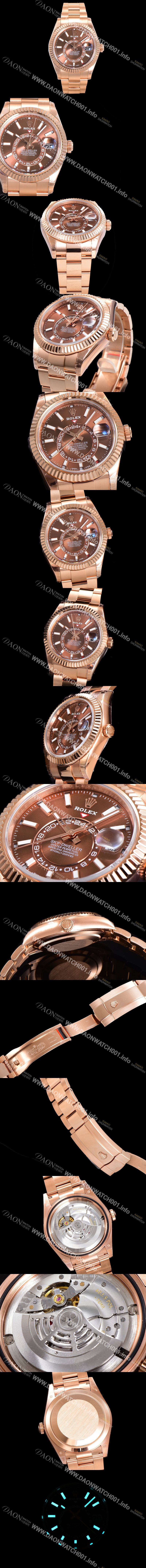 홍콩명품  [로렉스] 남성용 스카이더웰러 오이스터 퍼페츄얼 오토매틱 Cal.9001타입 42미리 18K 로즈골드 브라운 다이얼 rol5294