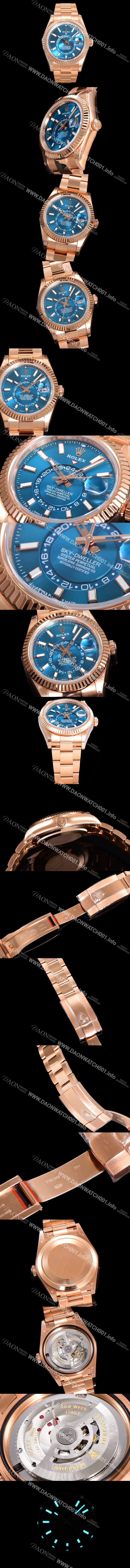 홍콩명품  [로렉스] 남성용 스카이더웰러 오이스터 퍼페츄얼 오토매틱 Cal.9001타입 42미리 18K 로즈골드 블루 다이얼 rol5296