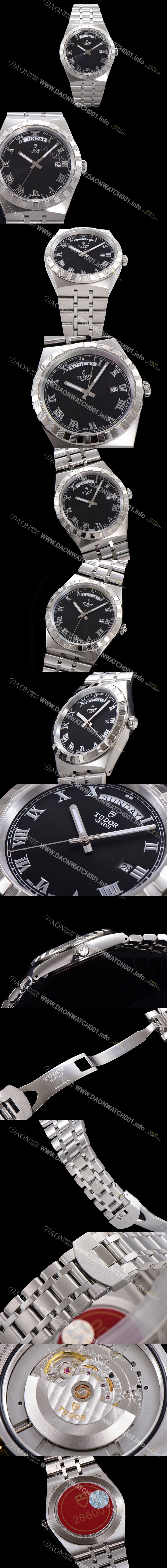 홍콩명품 [튜더] 남성용 로얄 워치 오토매틱 스위스 ETA2836-2 타입 41mm 메탈줄 블랙다이얼 tud5121