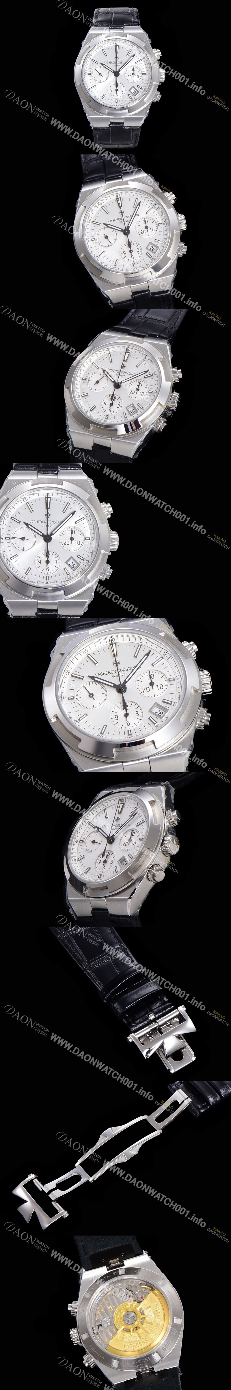 홍콩명품 [바쉐런콘스탄틴] 남성용 오버시즈 크로노그래프 42mm 오토매틱 5500S 가죽줄 화이트다이얼 vac1235