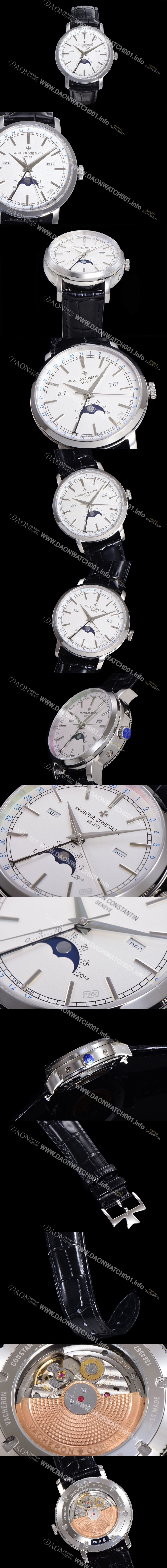 홍콩명품 [바쉐런콘스탄팀] 남성용 트레디셔널 문페이즈 오토매틱 2460QCL 타입 41mm 가죽줄 화이트다이얼  vac5151