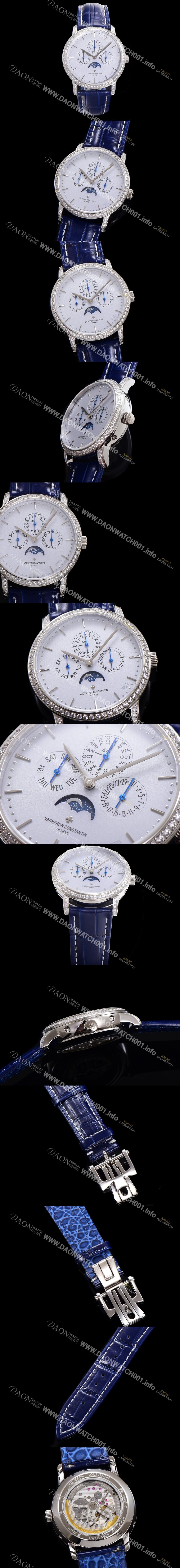 홍콩명품 [바쉐런콘스탄틴] 남성용 패트리모니 다이아셋팅 논페이즈 오토매틱 1120타입 41mm 가죽줄 그레이다이얼   vac0822