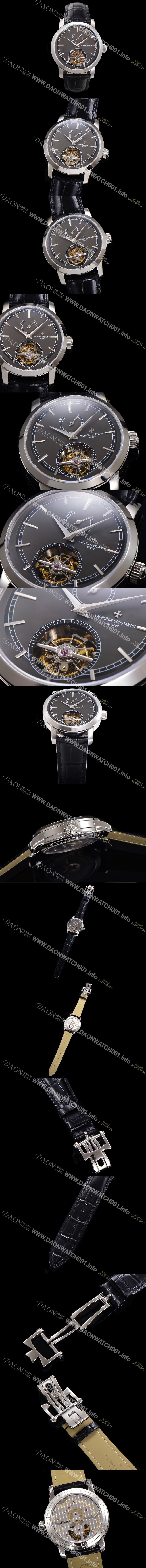 홍콩명품 [바쉐런콘스탄틴] 남성용 트레디셔널 투어빌론 자동형 42mm 가죽줄 그레이다이얼 vac57218