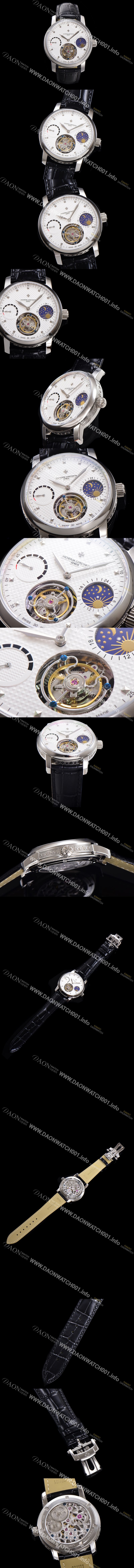 홍콩명품 [바쉐런콘스탄틴] 남성용 트레디셔널 투어빌론 오토매틱 문페이즈 44mm 가죽줄 화이트다이얼 vac07216