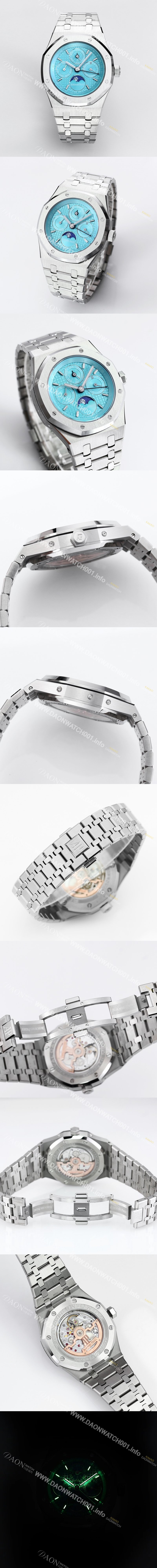 홍콩명품 [오데마피게] 남성용 로얄오크 26574 퍼페츄얼 캘린더 문페이즈 41mm 티파니블루 다이얼 신형 5134 오토매틱 무브먼트 aud4209