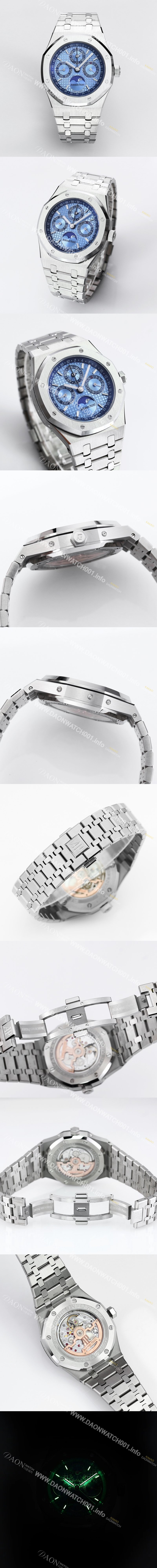 홍콩명품 [오데마피게] 남성용 로얄오크 26574 퍼페츄얼 캘린더 문페이즈 41mm 아이스블루 다이얼 신형 5134 오토매틱 무브먼트 aud4210