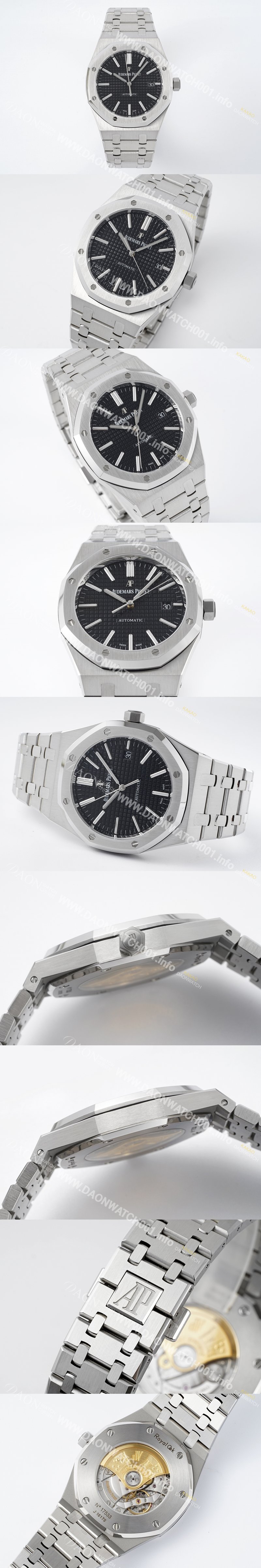 홍콩명품 [오데마피게] 남성용 15400ST.OO.1220ST.01 로얄오크 41mm 오토매틱 Cal.3120무브먼트 블랙 와플 다이얼 aud6524