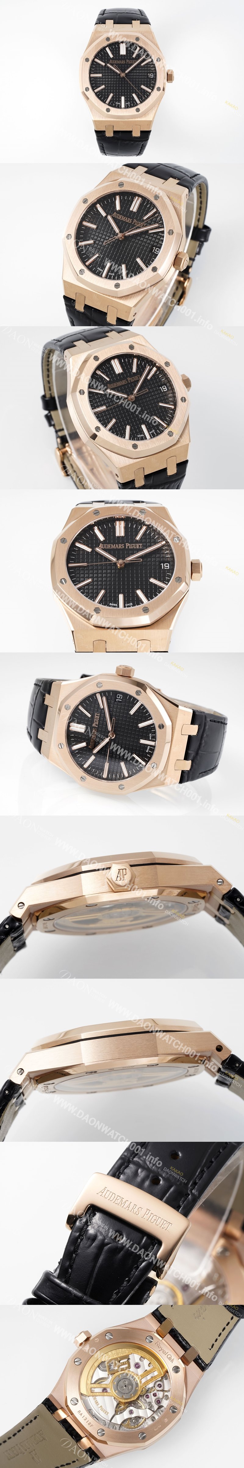 홍콩명품 [오데마피게] 남성용 로얄오크 셀프와인딩 15510OR.OO.D002CR.02 18K 로즈골드 41mm 오토매틱 Cal.4302 무브먼트 블랙 와플 다이얼 aud6550