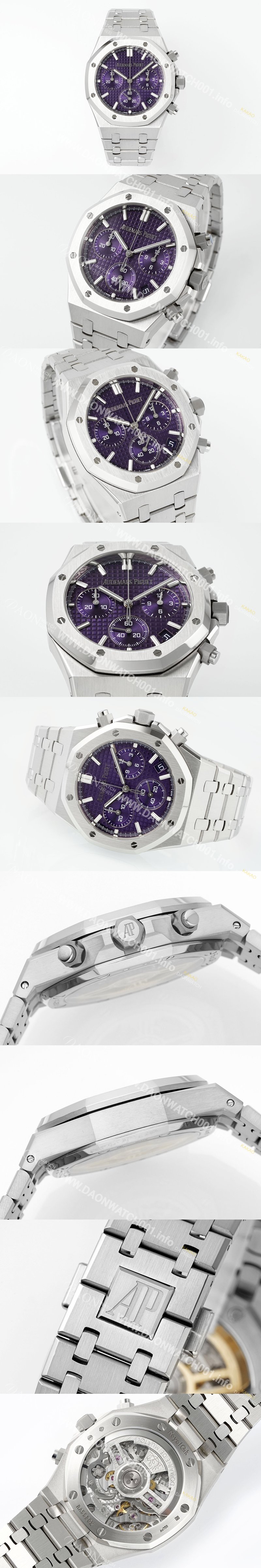 홍콩명품 [오데마피게] 남성용 로얄오크 26240BC.OO.1320BC.01 크로노그래프 41mm 오토매틱 Cal.4401 타입 퍼플 와플 다이얼 aud6555