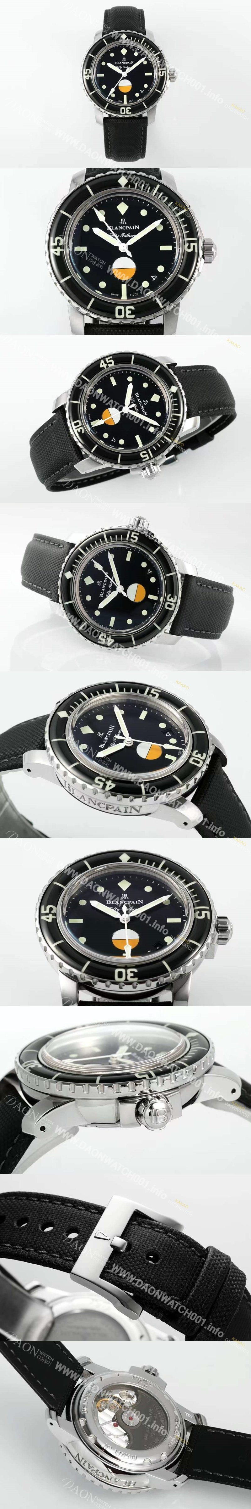 홍콩명품 [블랑팡] 남성용 피프티 패덤즈 MIL-SPEC 캔버스 5008-1130-B52A 40mm 오토매틱 Cal.1151타입 블랙 다이얼 bla4212