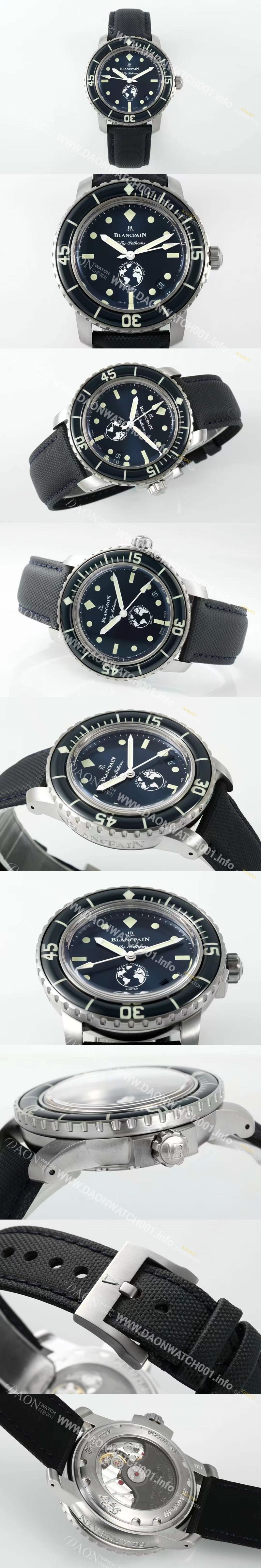 홍콩명품 [블랑팡] 남성용 피프티 패덤스 오션 커미트먼트 5008-11B40-52A 40mm 오토매틱 Cal.1151타입 블루 다이얼 bla4213