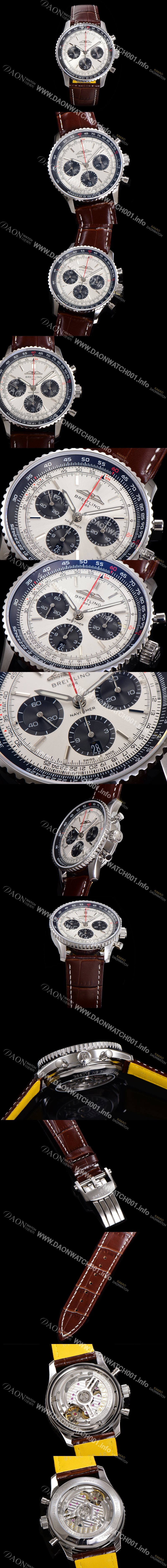 홍콩명품 [브라이틀링] 남성용 네비타이머 AB0138241G1P1 크로노그래프 ETA7750-2 타입 오토매틱 43mm 가죽줄 실버 다이얼 bre5994