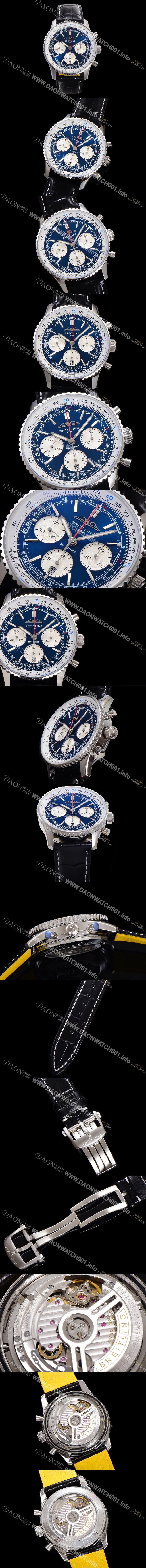 홍콩명품 [브라이틀링] 남성용 네비타이머 AB0139631C1P1 크로노그래프 ETA7750-2 타입 오토매틱 43mm 가죽줄 블루 다이얼 bre5998