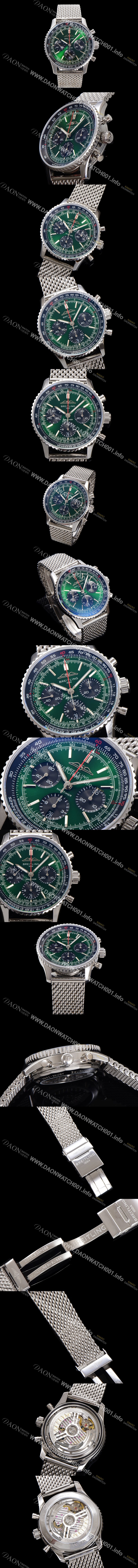 홍콩명품 [브라이틀링] 남성용 네비타이머 AB0137241L1A1 크로노그래프 ETA7750-2 타입 오토매틱 43mm 그린 다이얼 bre6000