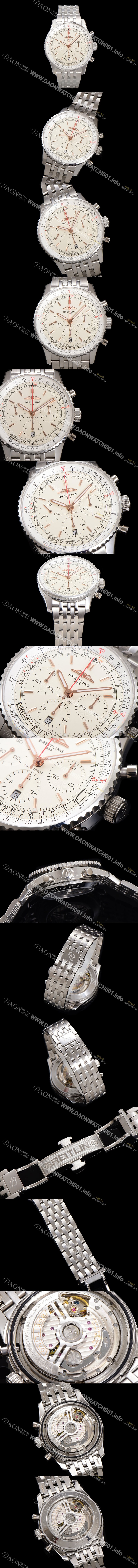 홍콩명품 [브라이틀링] 남성용 네비타이머 AB0139211G1P1 크로노그래프 ETA7750-2 타입 오토매틱 43mm 메탈줄 화이트 다이얼 bre6003