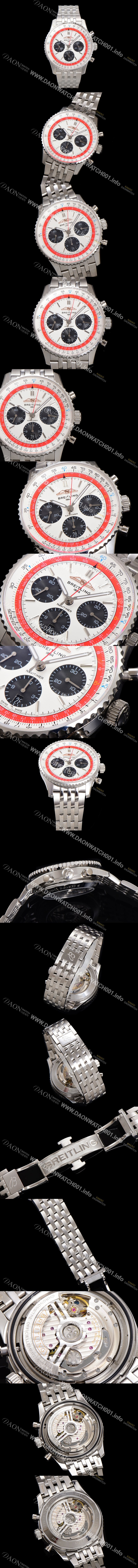 홍콩명품 [브라이틀링] 남성용 네비타이머 AB01383B1G1A1 크로노그래프 ETA7750-2 타입 오토매틱 43mm 메탈줄 화이트 다이얼 bre6004