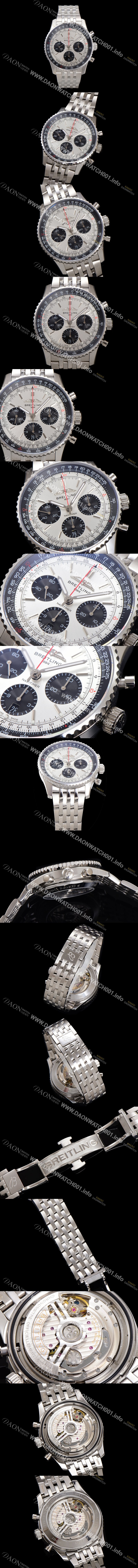 홍콩명품 [브라이틀링] 남성용 네비타이머 AB0138241G1A1 크로노그래프 ETA7750-2 타입 오토매틱 43mm 메탈줄 실버 다이얼 bre6008