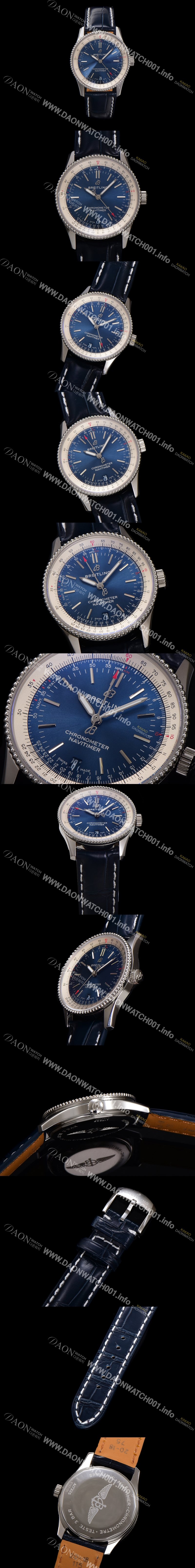 홍콩명품 [브라이틀링] 남성용 네비타이머 A17325211C1P1 크로노그래프 오토매틱 2824타입 38mm 가죽줄 블루 다이얼 bre6028