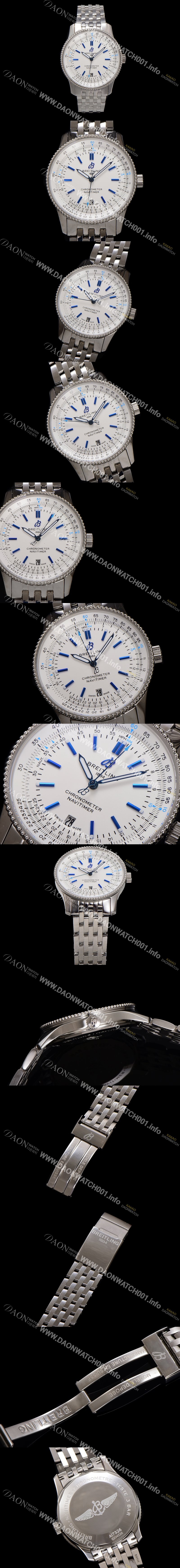 홍콩명품 [브라이틀링] 남성용 네비타이머 A173263A1G1P1 크로노그래프 오토매틱 2824 타입 41mm 메탈줄 화이트 다이얼 bre6030