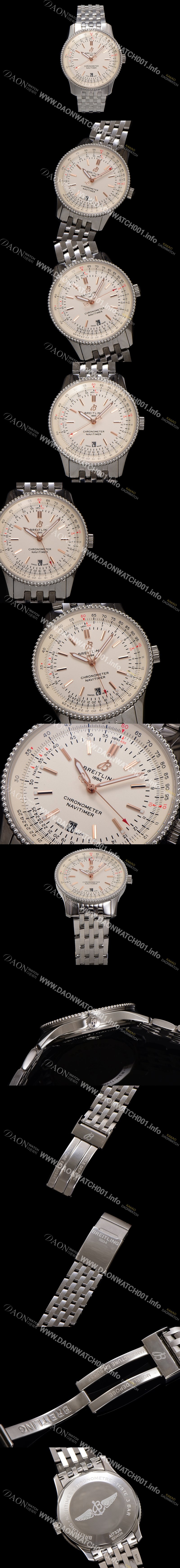 홍콩명품 [브라이틀링] 남성용 네비타이머 A17326211G1A1 크로노그래프 오토매틱 2824 타입 41mm 메탈줄 화이트 다이얼 bre6031
