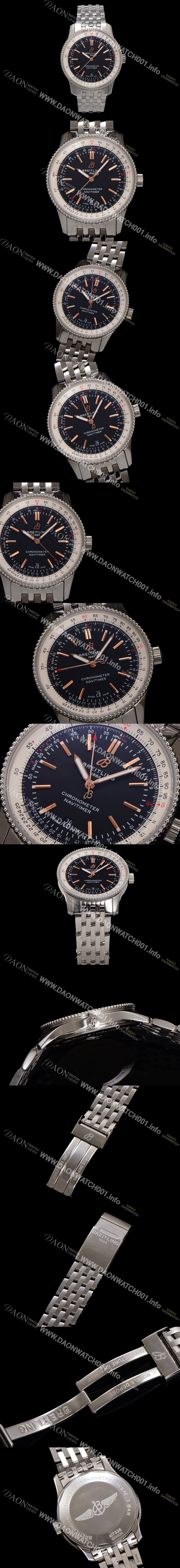 홍콩명품 [브라이틀링] 남성용 네비타이머 A17326241B1A1 크로노그래프 오토매틱 2824 타입 41mm 메탈줄 블랙 다이얼 bre6032