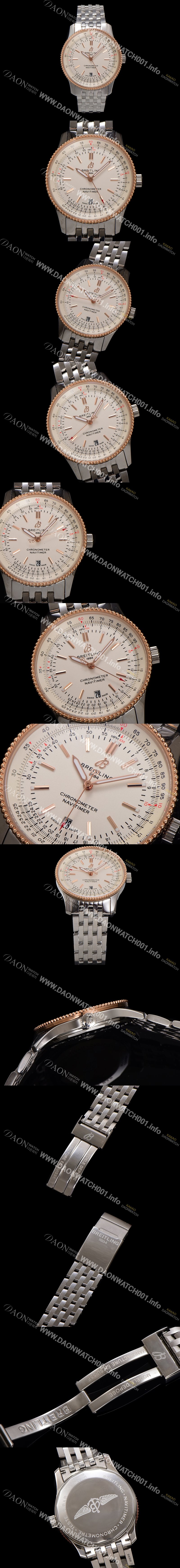 홍콩명품 [브라이틀링] 남성용 네비타이머 U17326211G1A1 크로노그래프 오토매틱 2824 타입 41mm 메탈줄 화이트 다이얼 bre6034