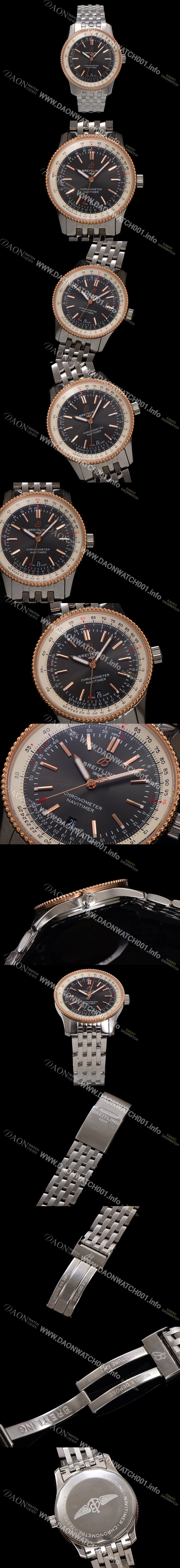 홍콩명품 [브라이틀링] 남성용 네비타이머 U17326211M1A1 크로노그래프 오토매틱 2824 타입 41mm 메탈줄 그레이 다이얼 bre6035