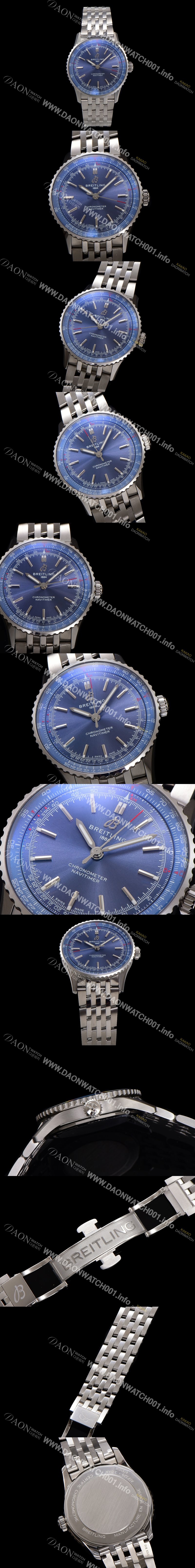 홍콩명품 [브라이틀링] 남성용 네비타이머 A17329161C1A1 크로노그래프 오토매틱 2824 타입 41mm 메탈줄 블루 다이얼 bre6036