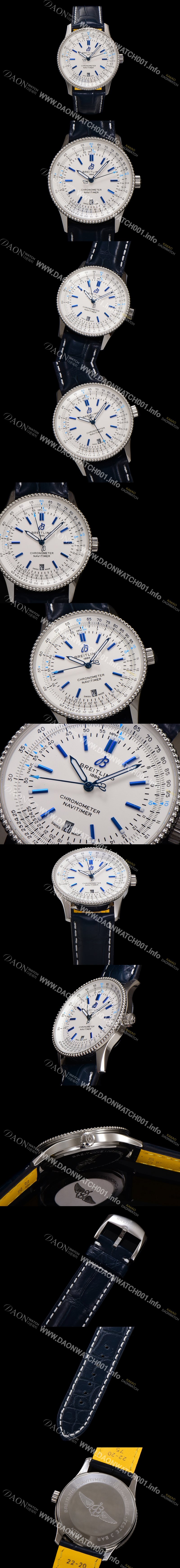 홍콩명품 [브라이틀링] 남성용 네비타이머 A173263A1G1P1 크로노그래프 오토매틱 2824 타입 41mm 가죽줄 화이트 다이얼 bre6041