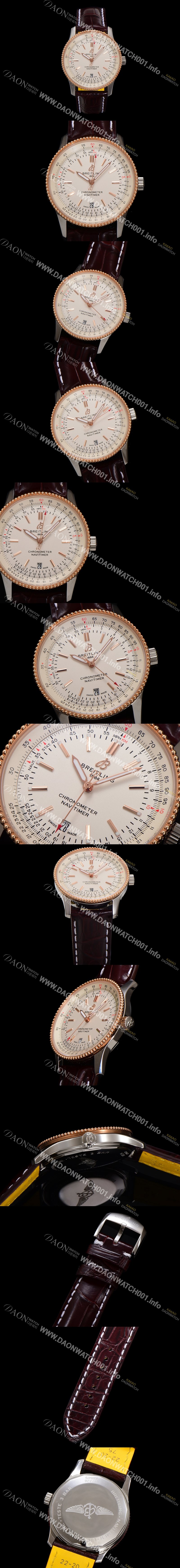 홍콩명품 [브라이틀링] 남성용 네비타이머 U17326211G1P1 크로노그래프 오토매틱 2824 타입 41mm 가죽줄 화이트 다이얼 bre6043