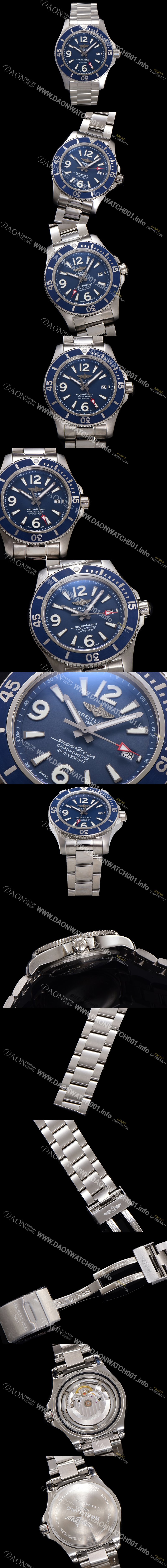 홍콩명품 [브라이틀링] 남성용 슈퍼오션 A17366D81C1S2 오토매틱 2824타입 42mm 메탈줄 블루 다이얼 bre6046