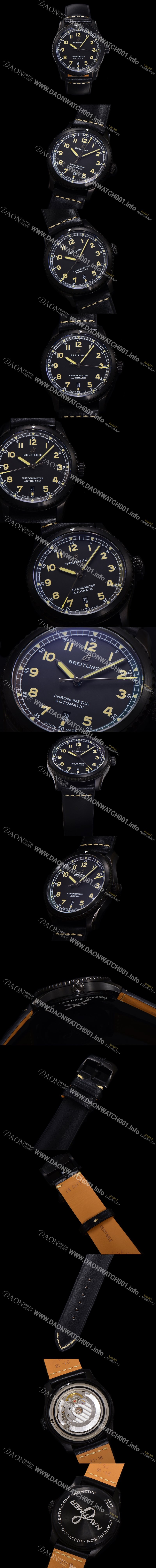 홍콩명품 [브라이틀링] 남성용 네비타이머 M17314101B1X1 블랙 PVD 코팅 오토매틱 2824 타입 41mm 가죽줄 블랙 다이얼 bre6055