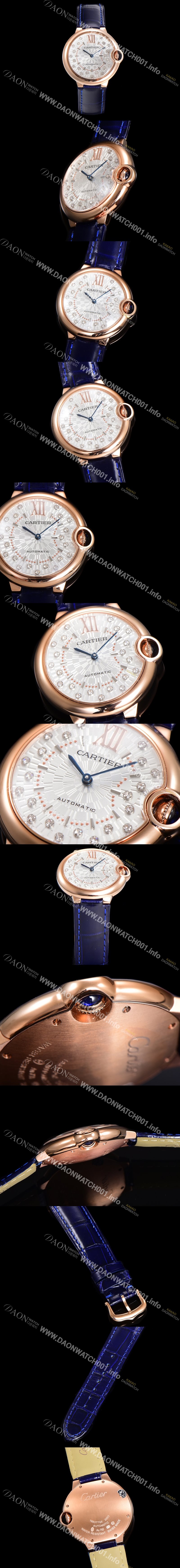 홍콩명품 [까르띠에] 남성용 신상 발롱블루 WGBB0053 악어가죽 밴드 화이트 다이얼 36mm 오토매틱 무브먼트 CAR0145