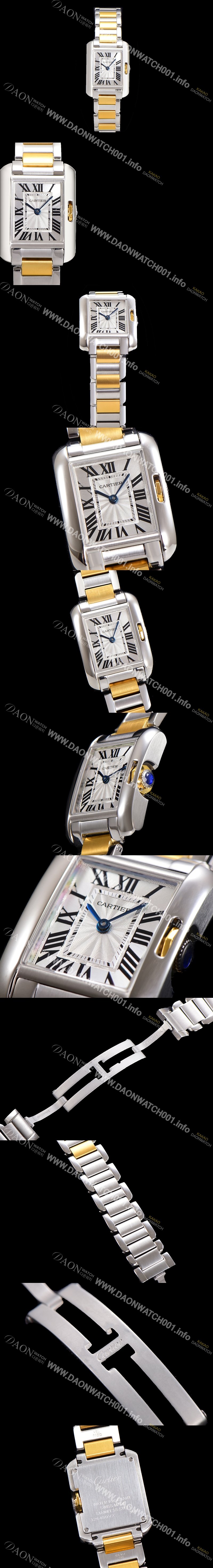 홍콩명품 [까르띠에] 남여공용 탱크 앙글레즈 미듐/라지 오토매틱/쿼츠 18K 옐루골드 36mm/30mm  메탈줄 물결 실버다이얼 car69310
