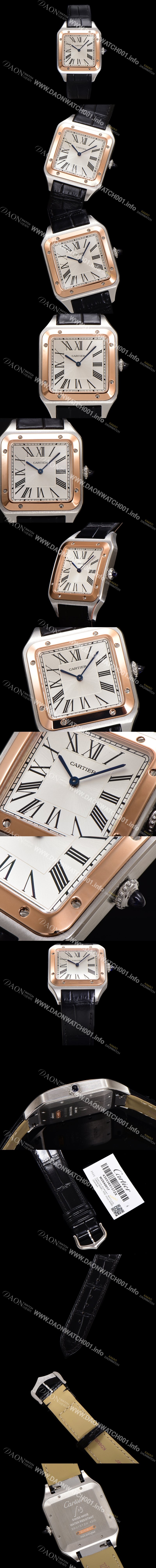 홍콩명품 [까르띠에] 남성용 산토스 W2SA0011 쿼츠 46.6mm L 사이즈 18K 로즈골드 화이트 다이얼 car69321